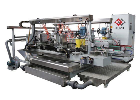 China PLC touch screen Glass Double Edging Machine For R 2 Degree With Double Servo supplier