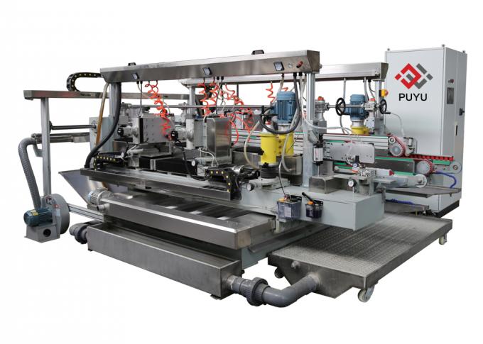 PLC touch screen Glass Double Edging Machine For R 2 Degree With Double Servo